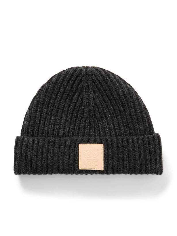 Photo: LOEWE - Logo-Appliquéd Ribbed Cashmere Beanie