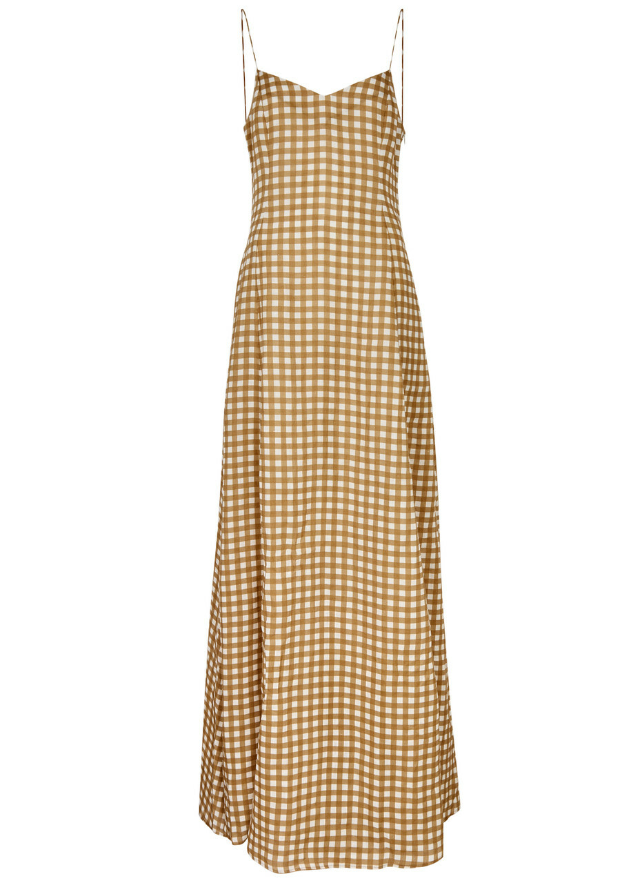 chinese dress ladies Andie Brown Gingham Short Sleeve Maxi Dress main image 0