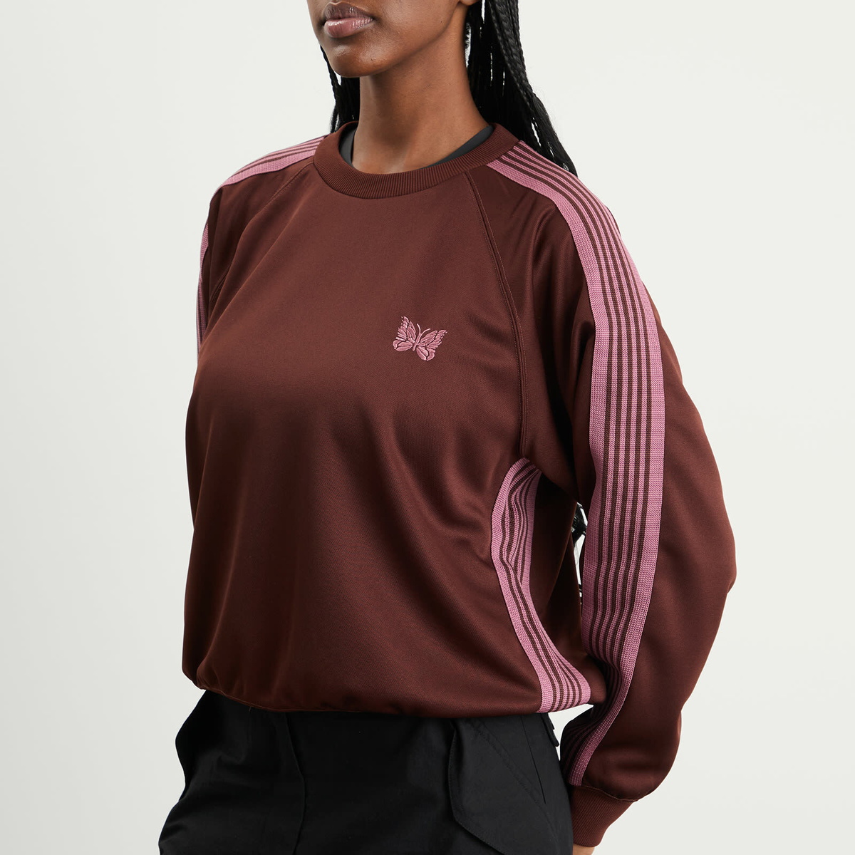 Needles Women's Track Crew Neck Shirt in Brown
