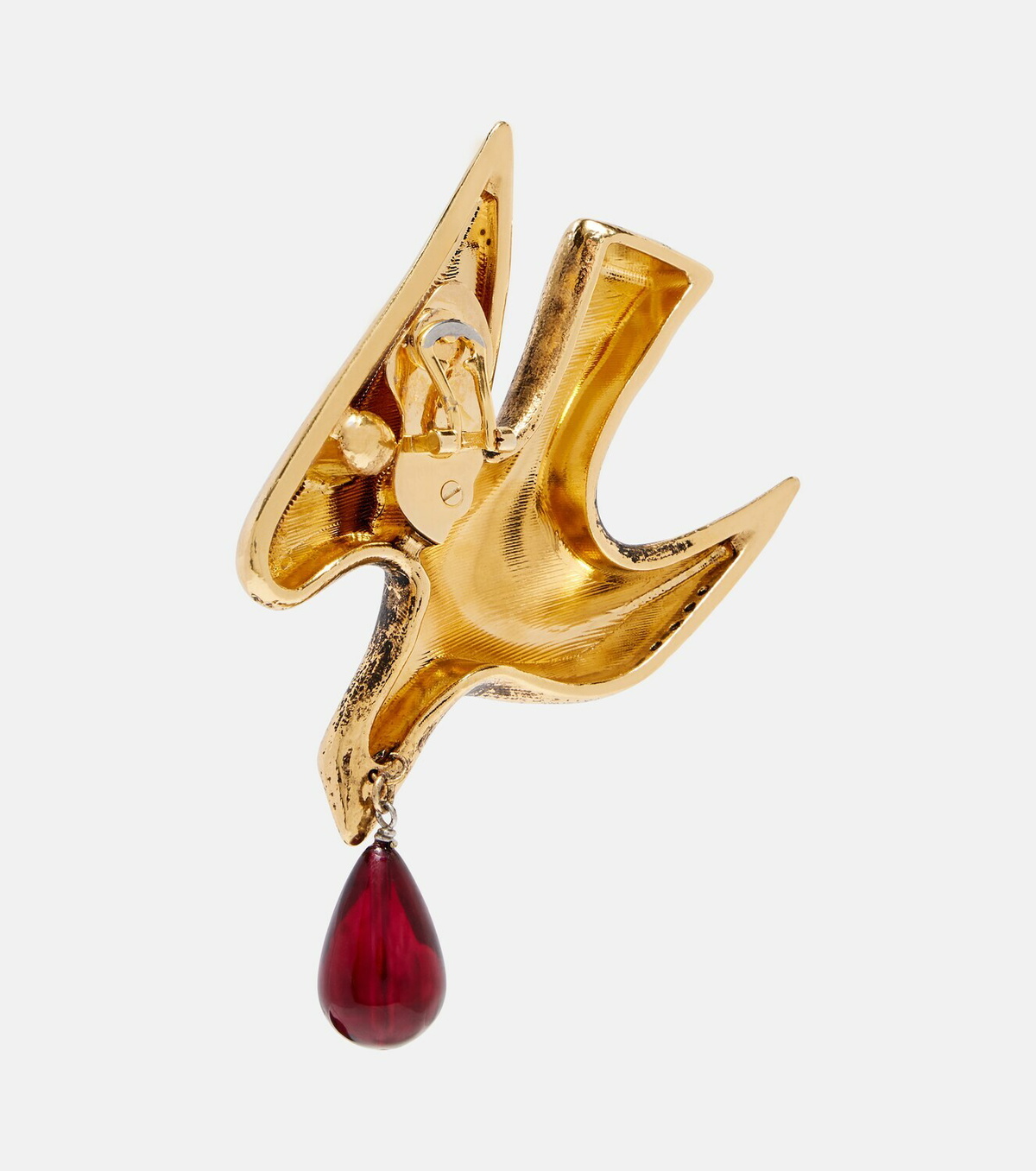 Saint Laurent Dove embellished drop earrings