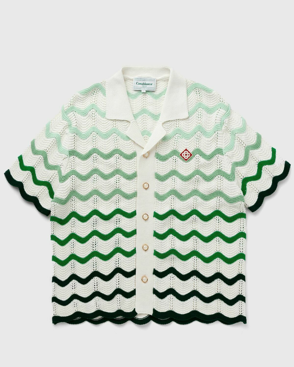 Casablanca Gradient Wave Texture Shirt Green/White Shortsleeves