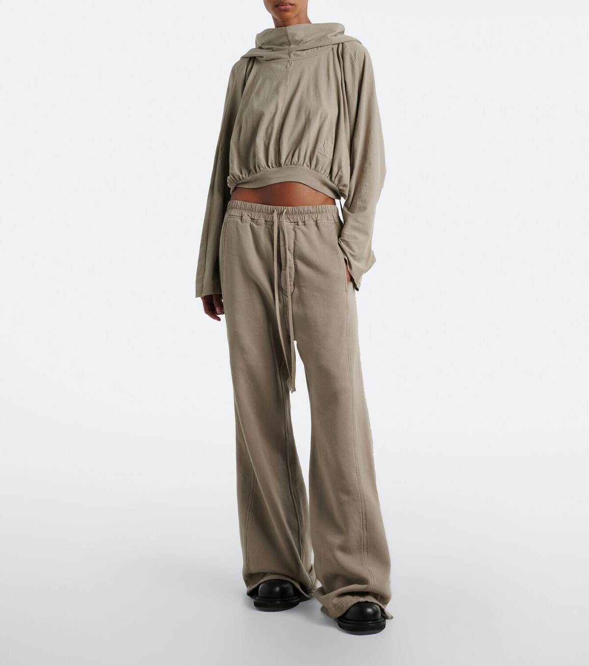 Rick Owens DRKSHDW cropped cotton jersey hoodie