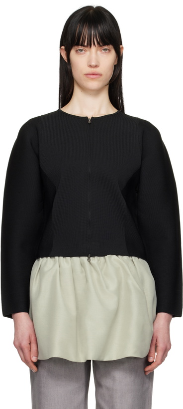 Photo: AMOMENTO Black Rounded Zip-Up Cardigan