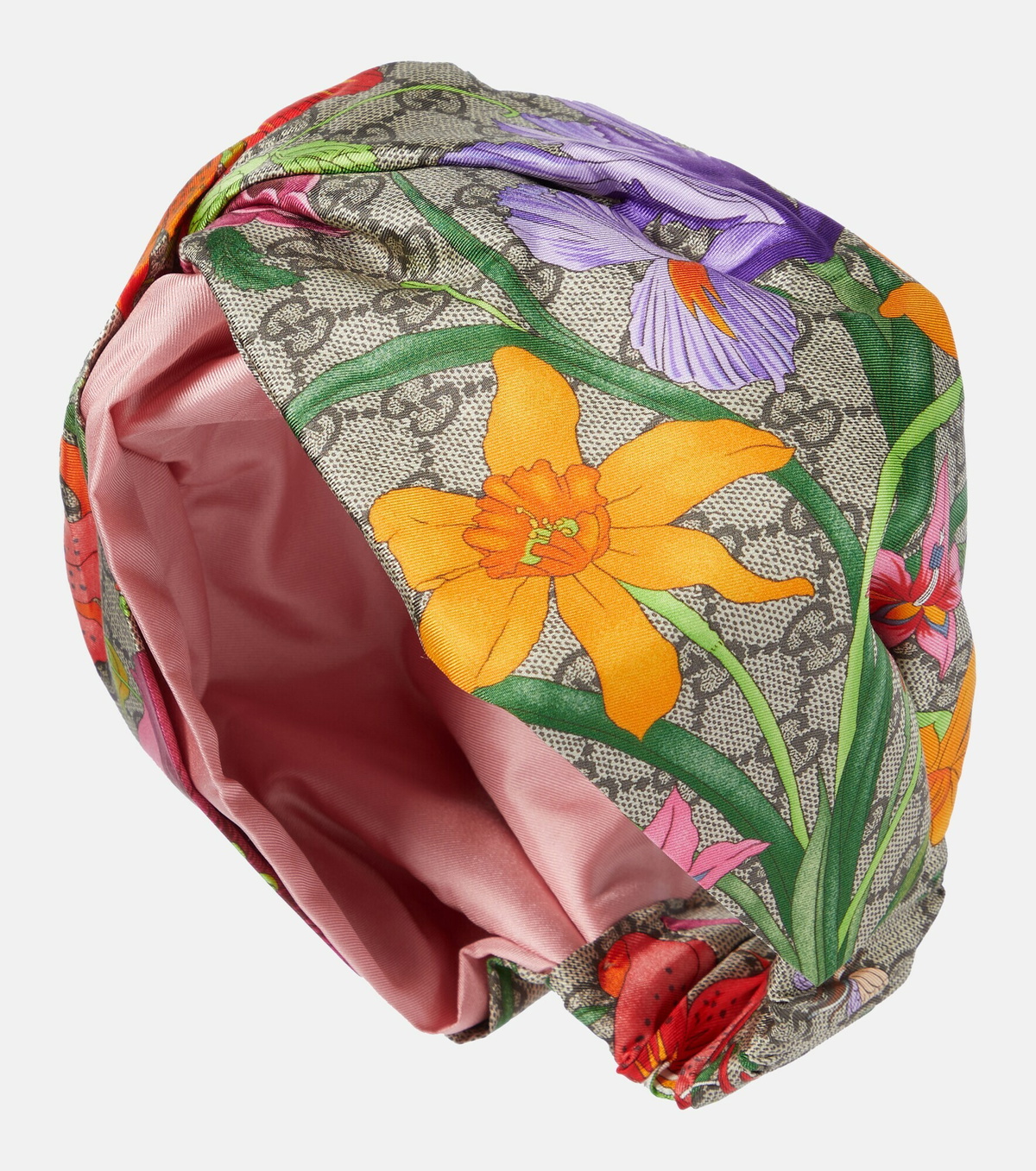 Gucci White Flora Printed Logo Multicolor Silk Headband Gucci Silk Headband w/ Tags main image 2