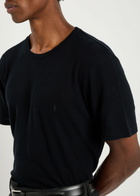 Saint Laurent Logo-embroidered Wool T-shirt Black