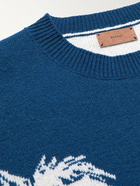 Alanui - Sorrounded by the Ocean Cashmere-Blend Jacquard Sweater - Blue