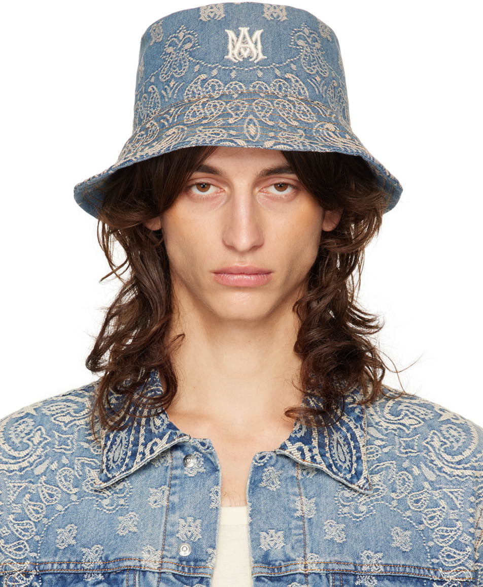 AMIRI Blue 'MA' Paisley Jacquard Bucket Hat Amiri