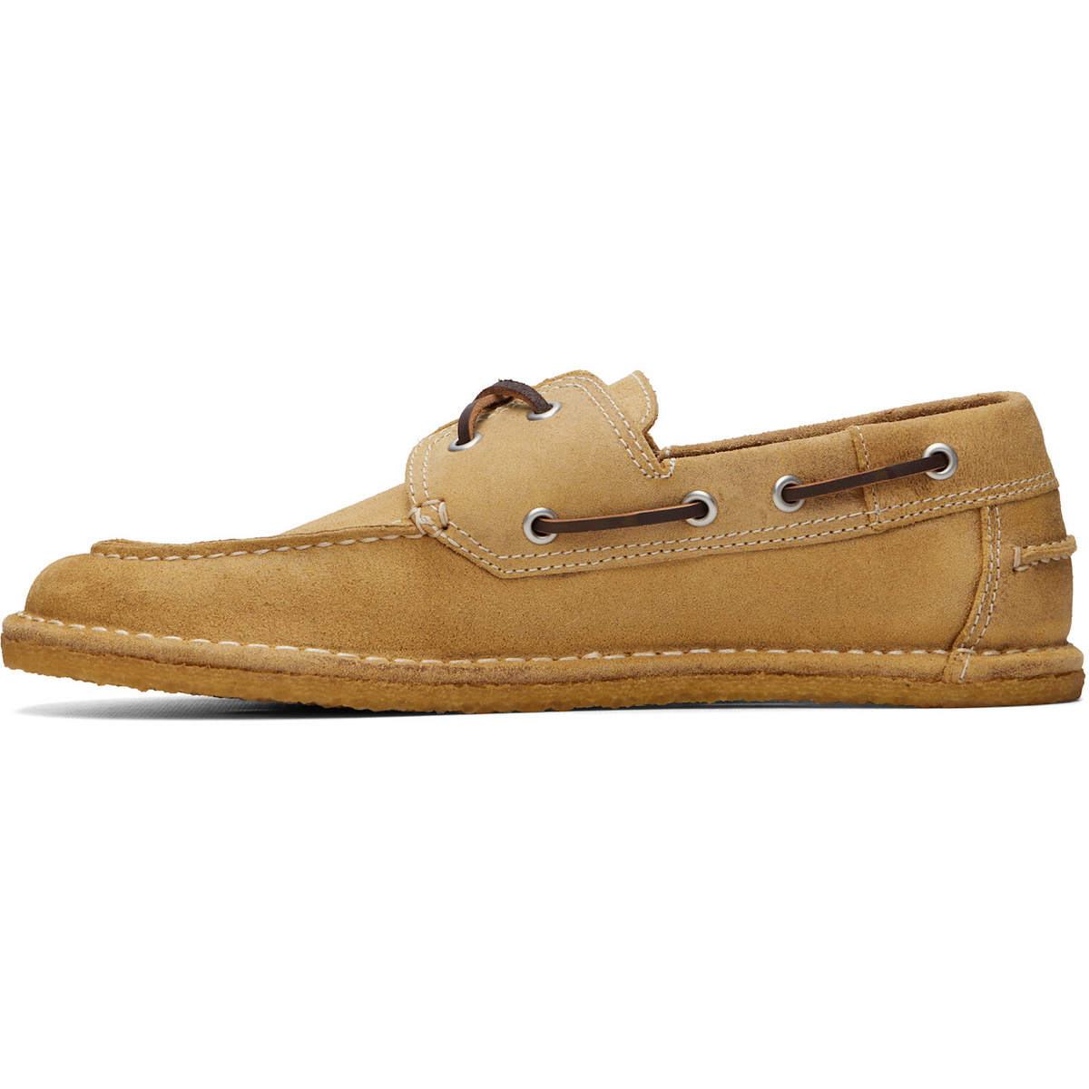 AMI Paris Beige Cow Leather Boat Shoes