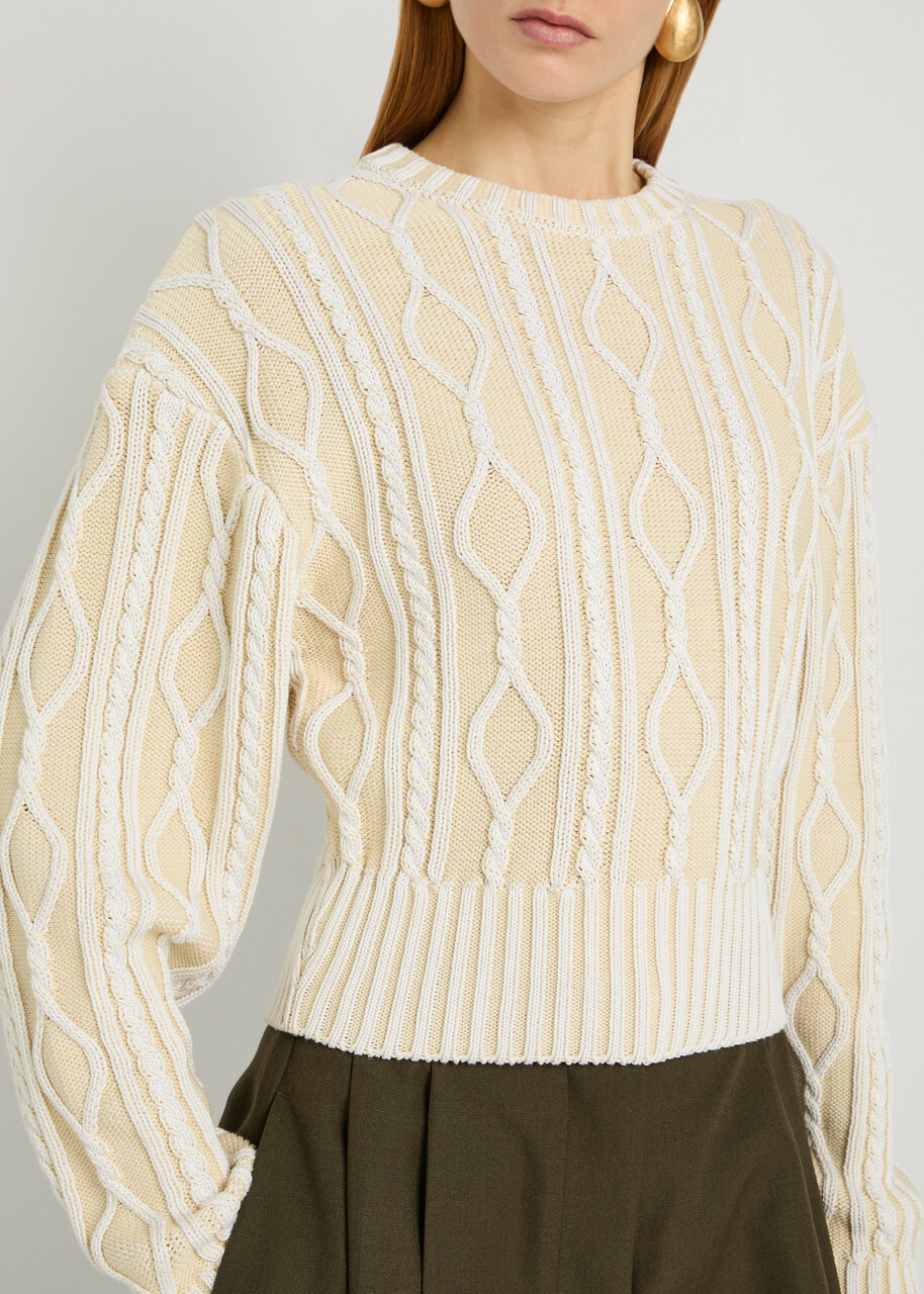 Jacquemus La Maille Amelo Cable-knit Cotton Jumper Ivory