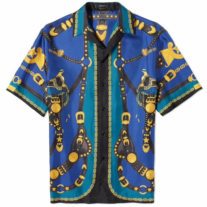 Photo: Versace Men's Medusa Harness Vacation Shirt in Blue