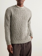 Incotex - Zanone Ribbed Brushed-Wool Sweater - Green
