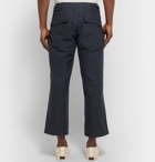 Beams Plus - Cropped Wide-Leg Cotton-Twill Trousers - Midnight blue