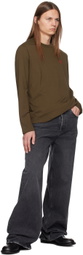 AMI Paris Brown Red Ami de Coeur Long Sleeve T-shirt