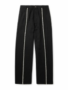 Kartik Research - Manari Straight-Leg Embroidered Textured-Wool Trousers - Black