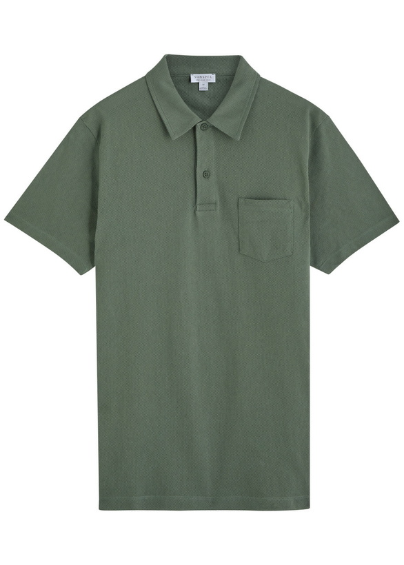 Photo: Sunspel Riviera Woven Cotton Polo Shirt Green
