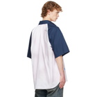 Balenciaga White & Navy Logos S/S Raglan Shirt