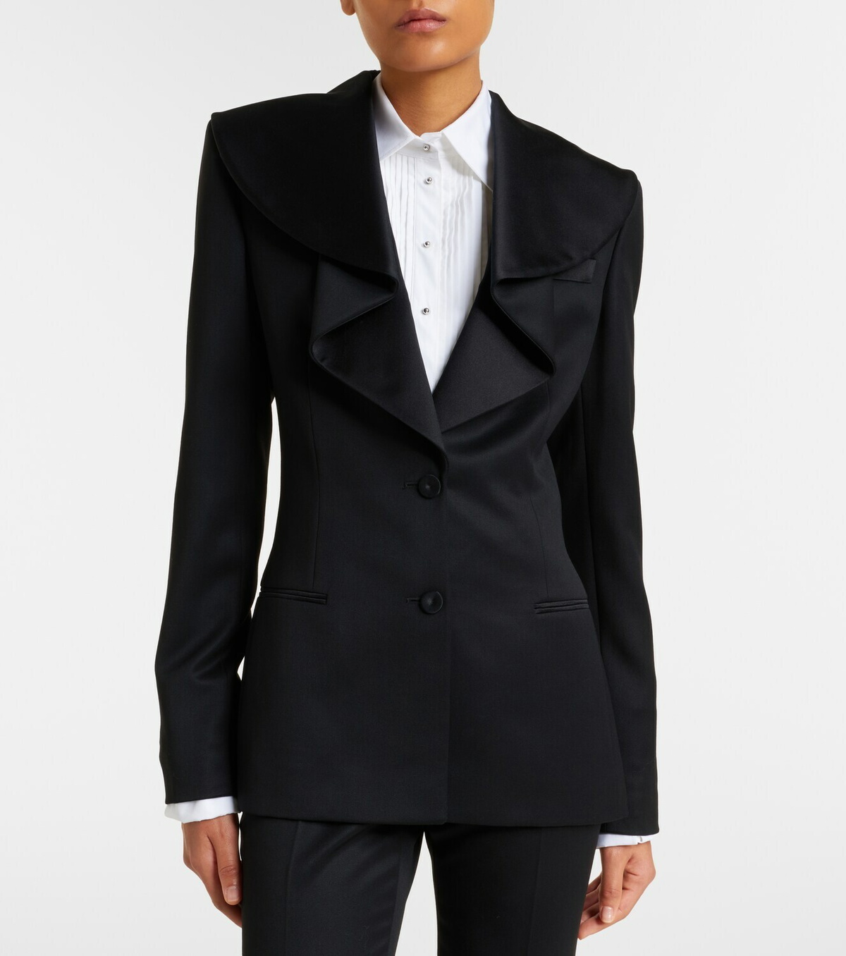 McQueen Satin-trimmed wool blazer