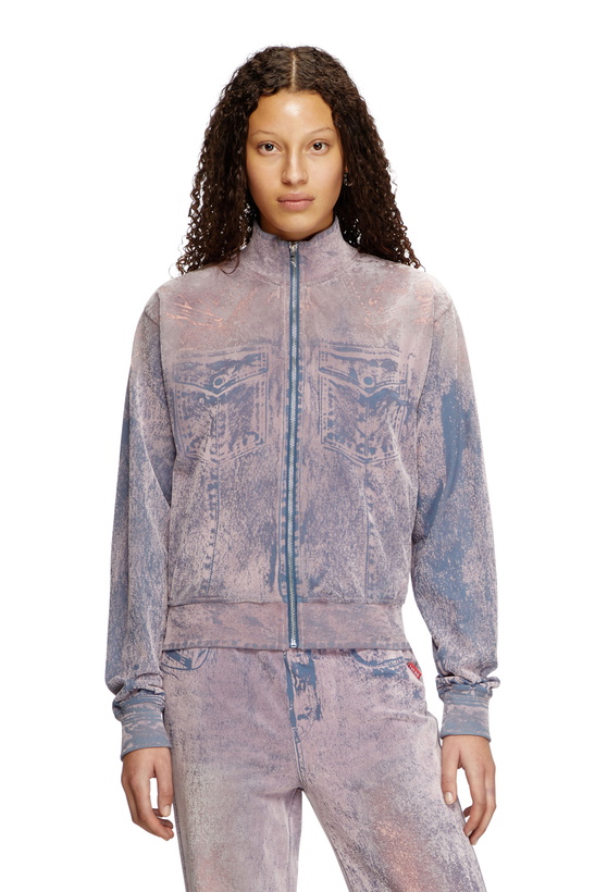 Photo: Diesel Trompe l'oeil flocked zip-up sweatshirt - Sweaters Womens in Multicolor