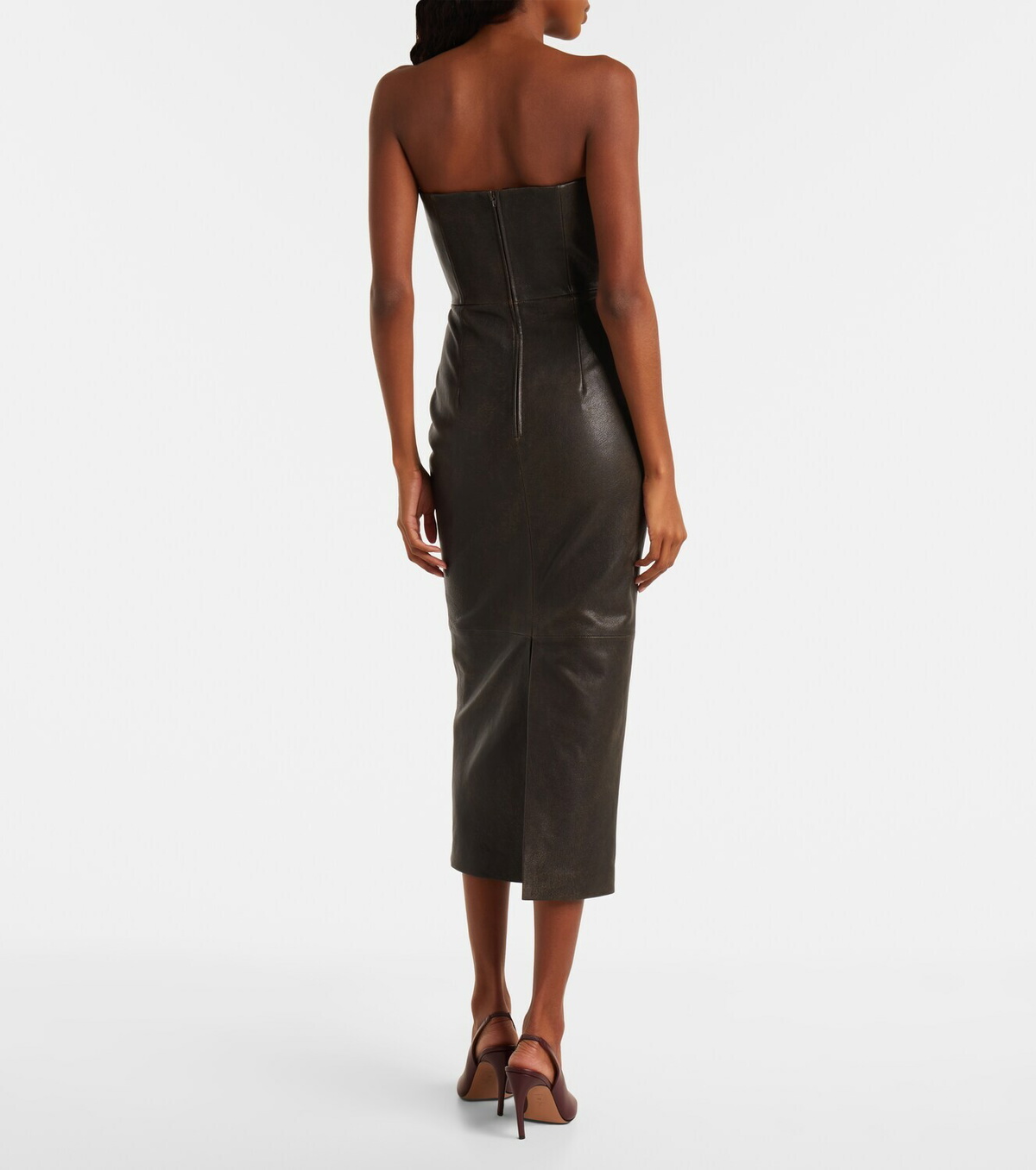 Alex Perry Leather midi dress