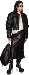 Rick Owens Black Girdered Down Leather Jacket