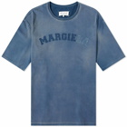 Maison Margiela Men's Distressed College Logo T-Shirt in Blue