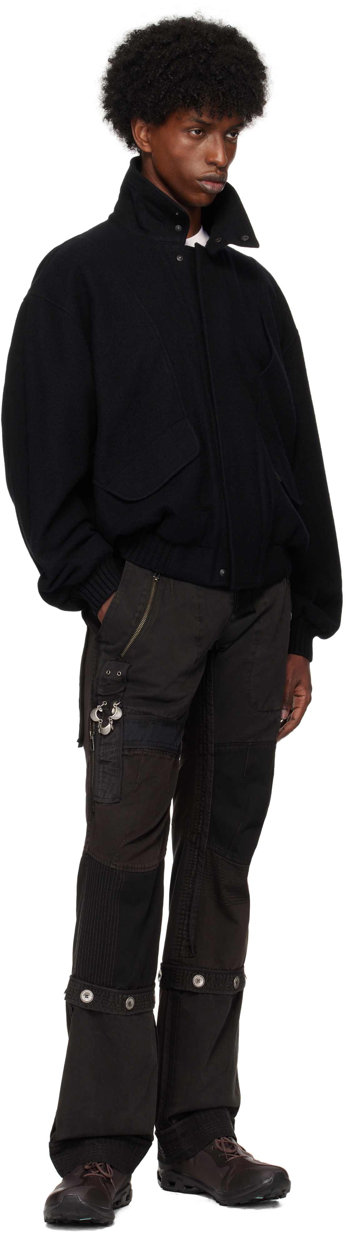 HYEIN SEO Black Convertible Patchwork Trousers Hyein Seo