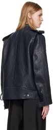 Burberry Navy Zip Leather Jacket