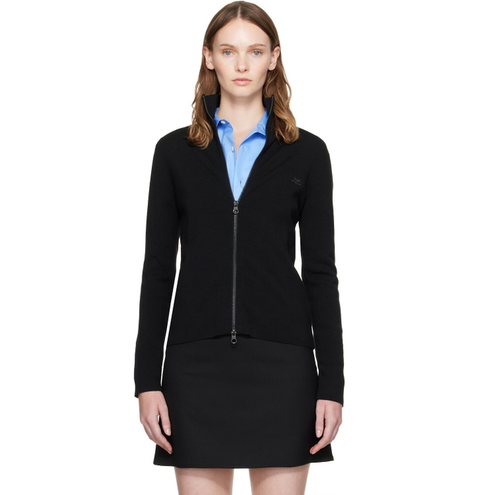 Photo: Courrèges Black Zipped Merino Wool Cardigan