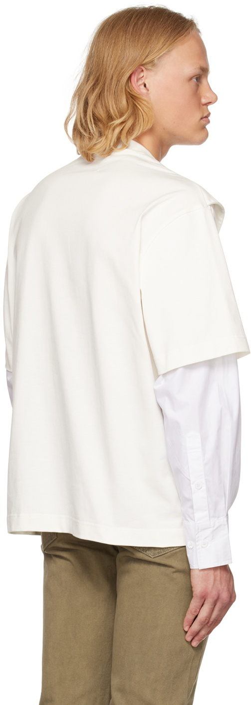 【関税込み】Feng Chen Wang ホワイト Double Collar Tシャツ Feng Chen Wangのホワイト Double Collar Tシャツがセール中