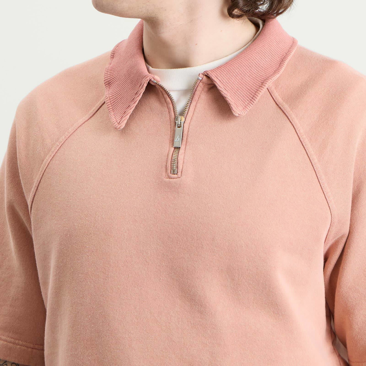Bound Men's Snow Wash Jersey Half Zip Polo in Pink