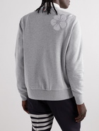 Thom Browne - Embroidered Seersucker-Trimmed Cotton-Jersey Sweatshirt - Gray