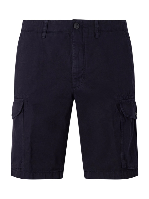 Photo: Slowear - Straight-Leg Cotton and Linen-Blend Shorts - Blue