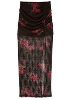 Bec & Bridge Desert Rose Floral-print Lace Maxi Skirt Brown