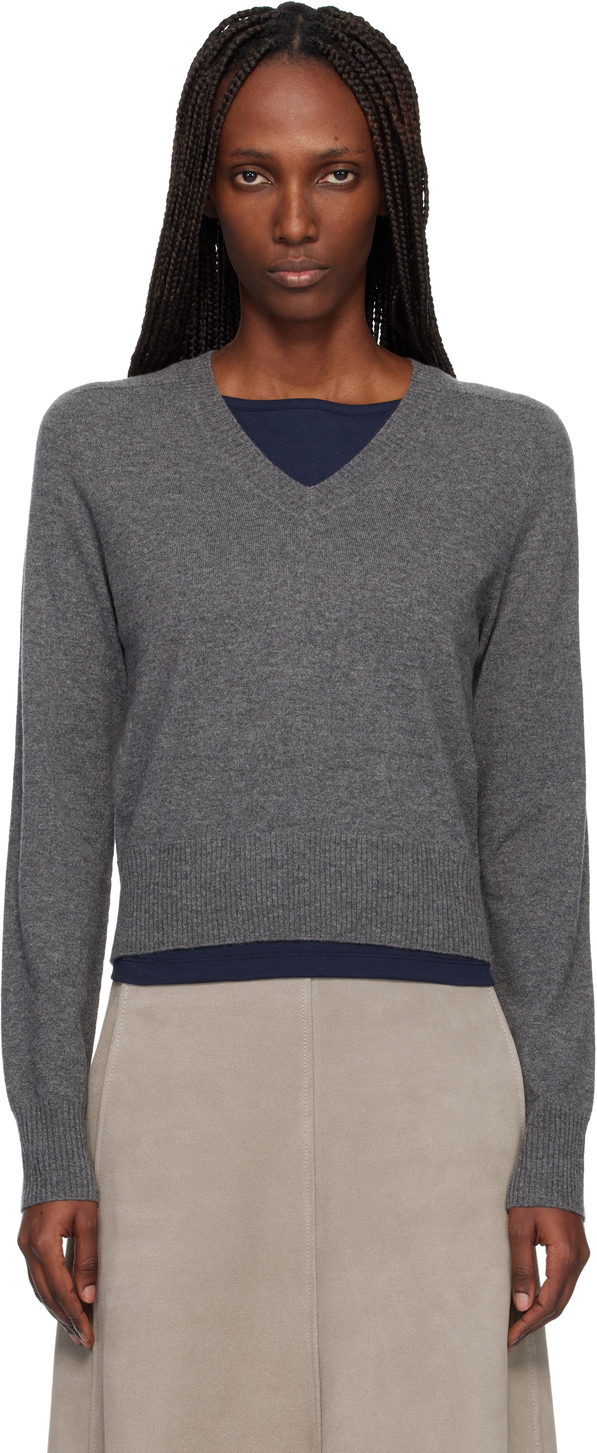 arch4 Gray Boston V-Neck Sweater
