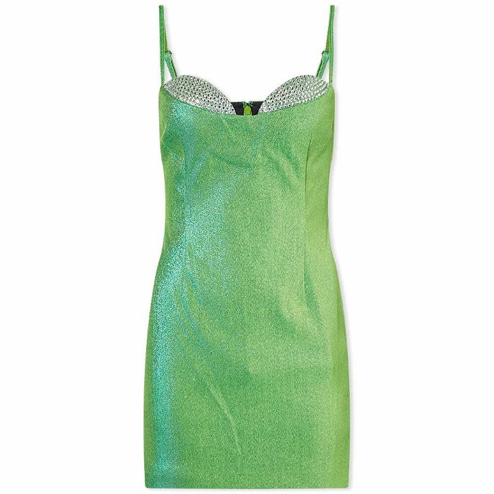Photo: AREA NYC Women's Crystal Cup Mini Dress in Green