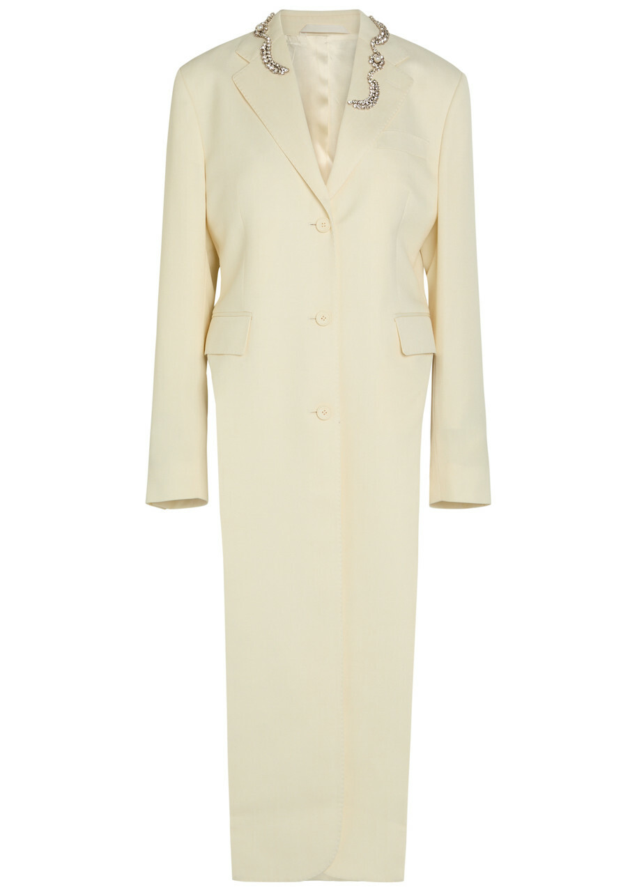 Simone Rocha Crystal-embellished Cut-out Woven Tailcoat Cream