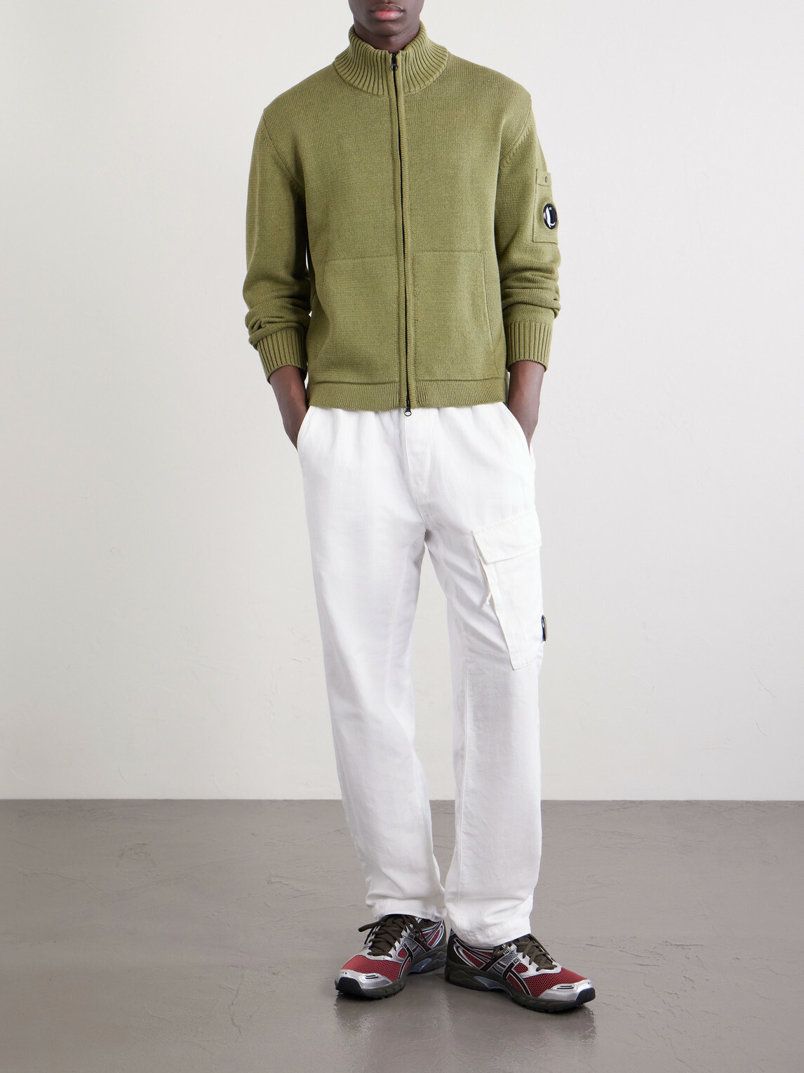 C.P. Company - Logo-Appliquéd Knitted Cotton Zip-Up Cardigan - Green