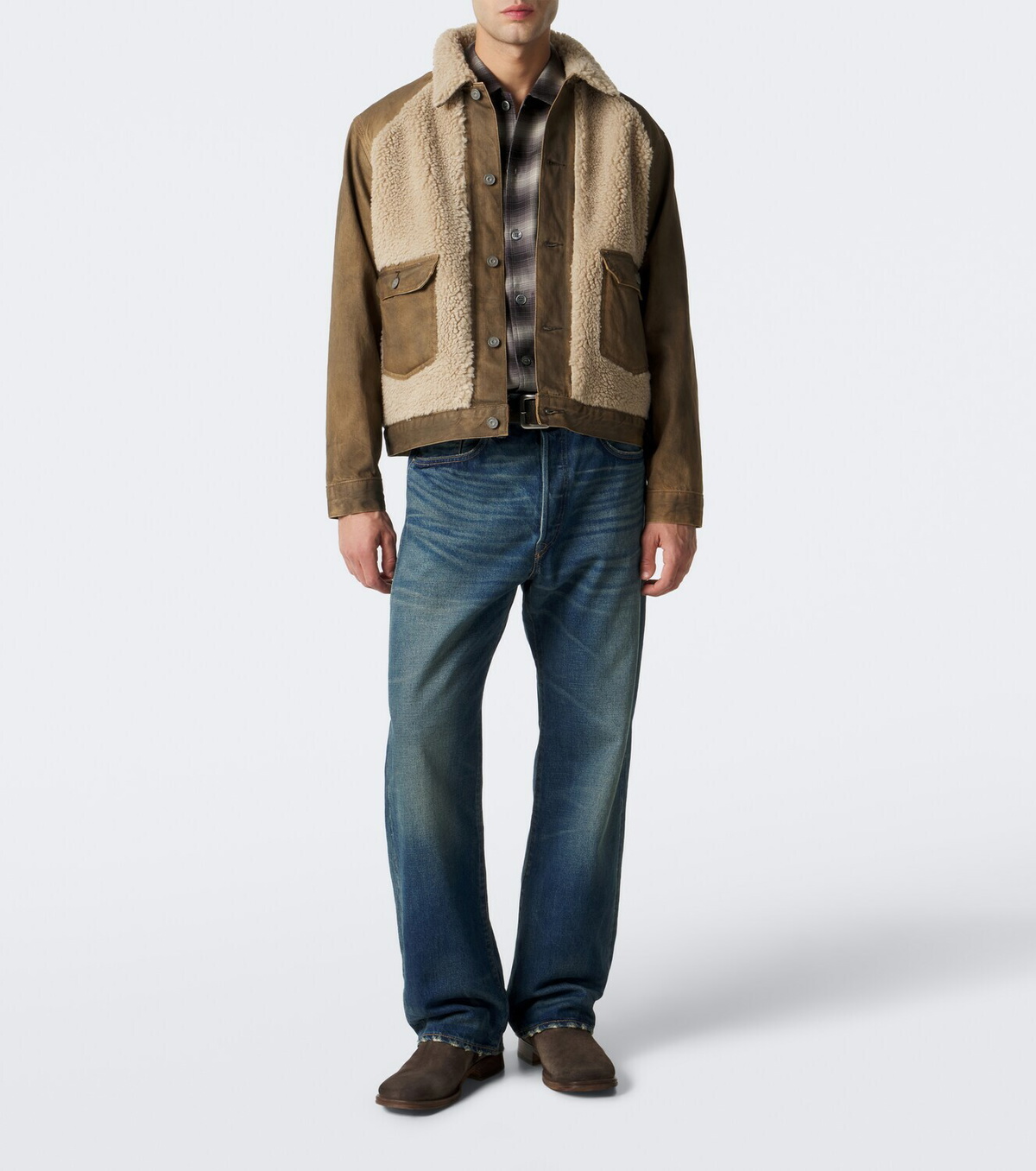 RRL Shearling-trimmed denim jacket