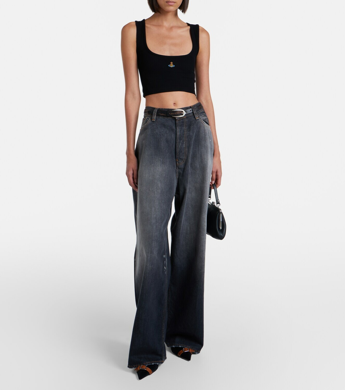 Vivienne Westwood Orb ribbed-knit jersey crop top