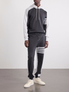 Thom Browne - Logo-Appliquéd Striped Cotton-Jersey Hoodie - Gray