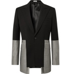 ALEXANDER MCQUEEN - Slim-Fit Panelled Wool-Gabardine and Wool and Mohair-Blend Suit Jacket - Black