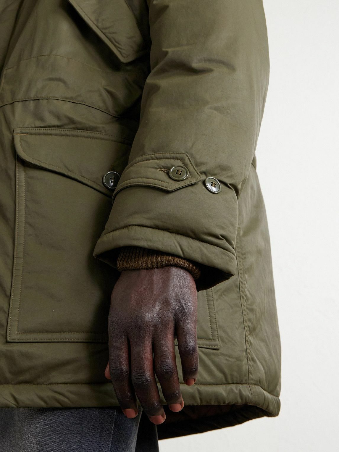 RRL - Plush-Trimmed Padded Shell Hooded Parka - Green