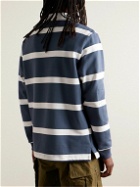 Nike - Life Twill-Trimmed Striped Cotton-Jersey Rugby Shirt - Blue