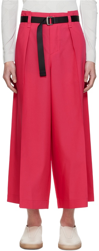 Photo: 132 5. ISSEY MIYAKE Pink Oblique Fold Bottoms Trousers