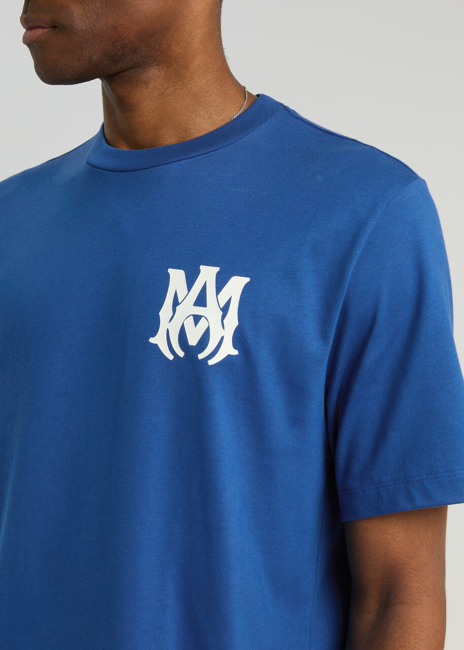 人気 AMIRI Tシャツ MAロゴ コットン 青 メンズ 人気 AMIRI Tシャツ MAロゴ コットン 青 メンズ AMIRI logo