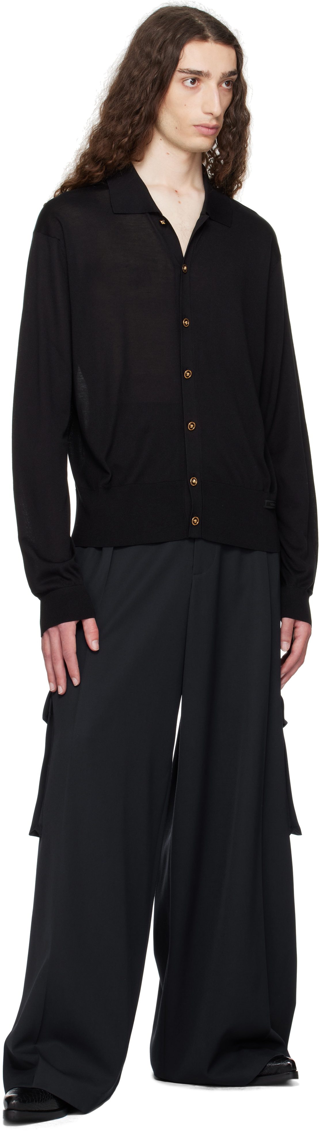 Versace Black Knit Silk Cardigan