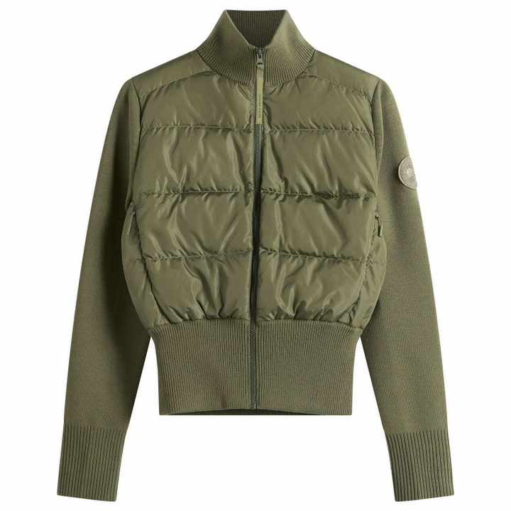 Photo: Canada Goose Women's Hybridge Wide Quilt Knit Jacket in Vireo Green