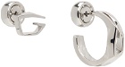 Givenchy Silver Giv Cut Asymmetrical Earrings