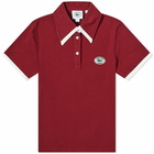 Sporty & Rich x Lacoste Pique Polo Shirt in Pinot/Farine