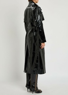 Skiim Karla Belted Patent Leather Trench Coat Black
